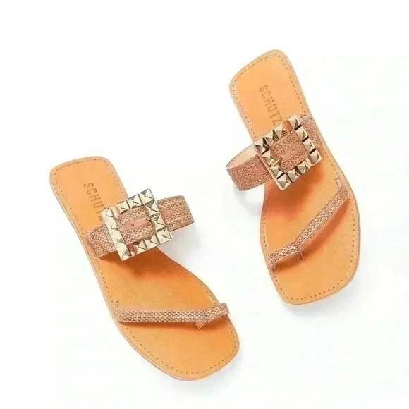 Schutz Malie Leather Sandals Shoes Sz 7 - Picture 1 of 7
